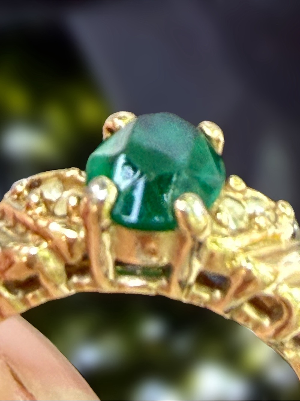Vintage Gold & Emerald & Diamond Ring; Faux Gems . Emerald Birthstone Ring